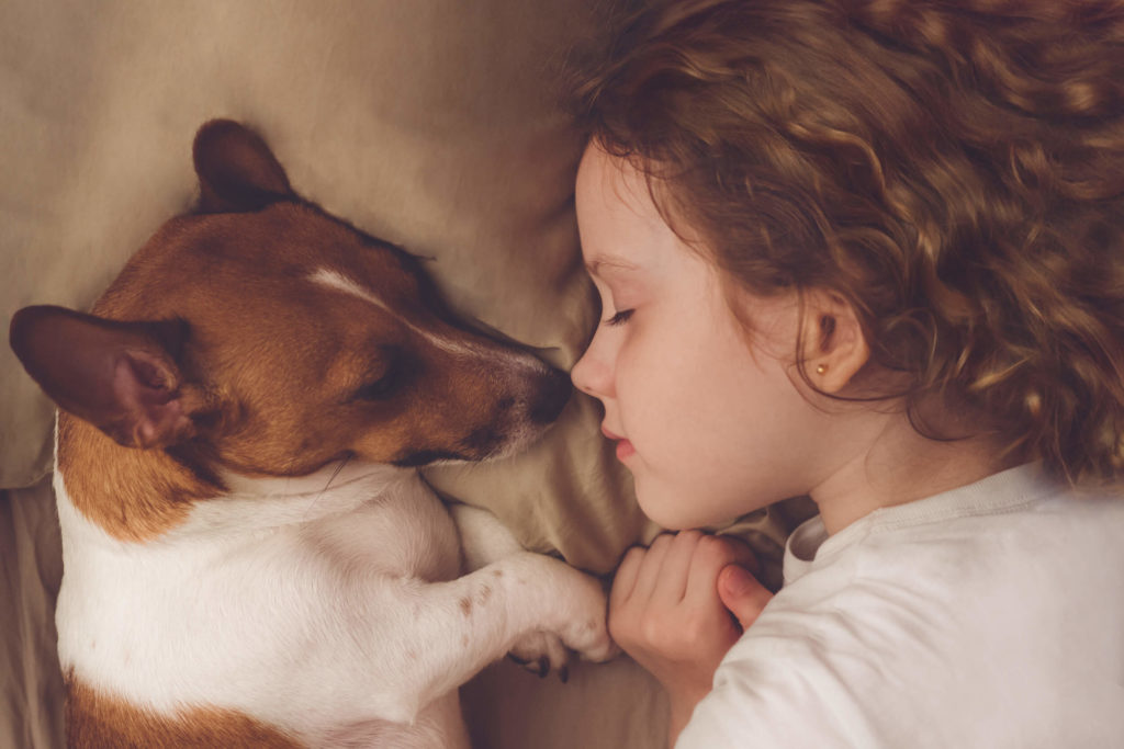 girl with dog